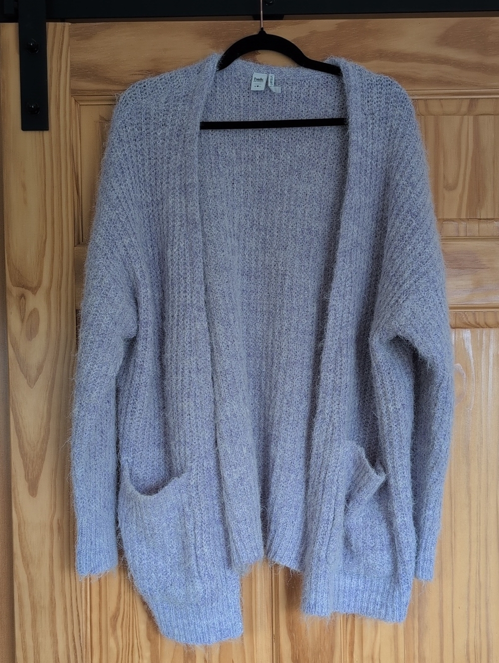 twik Light Lavender Open-Front Fuzzy Cardigan